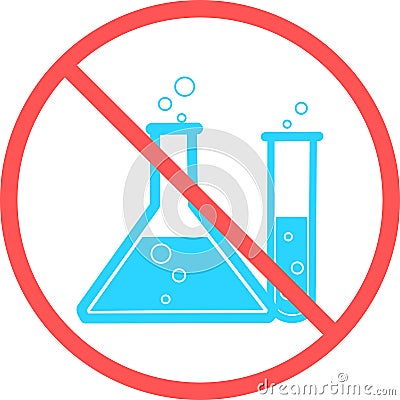 No chemical sign or no danger poison flat vector icon isolated in white background for apps mobile, print and websites. Warning la Stock Photo