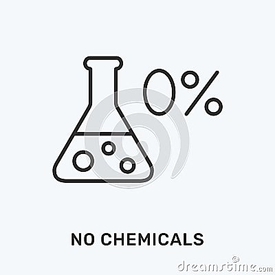 No chemicals line icon. Vector illustration of laboratory flask. Black outline pictogram for preservative free product Vector Illustration