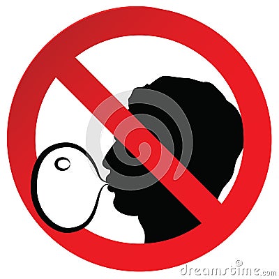 No chewing gum prohibited symbol sign on paper sticker, vector illustration against blowing a bubble gum Vector Illustration