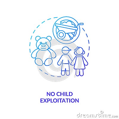 No child exploitation dark blue gradient concept icon Vector Illustration