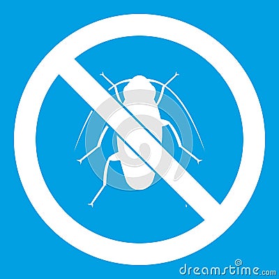 No cockroach sign icon white Vector Illustration