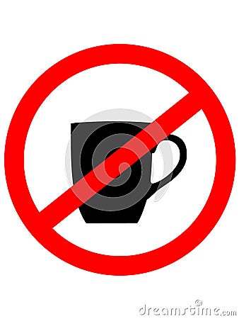 No cup sign icon. Coffee button. Red prohibition sign. Stop symbol. Stock Photo