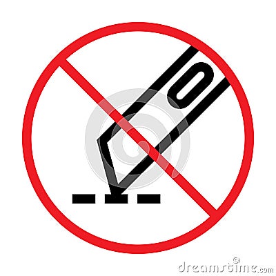 No cutter icon. No use the cutter. Do not open with knife. Do not use blades to open Vector Illustration