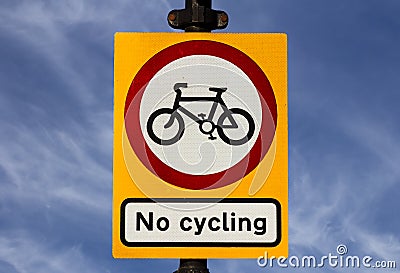 No Cycling Sign Stock Photo