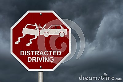 No Distracted Driving Sign Stock Photo