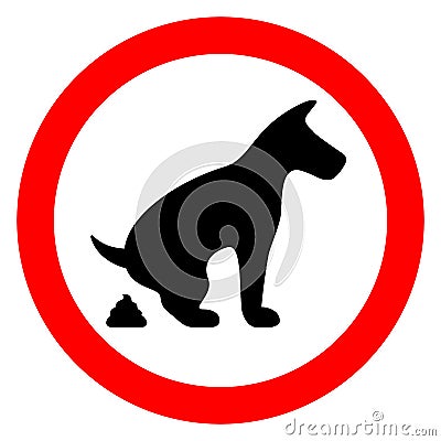 No dog pooping restricted sign Vector Illustration
