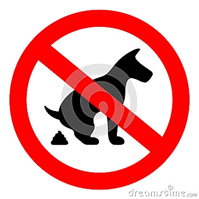 No dog pooping sign Vector Illustration