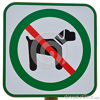 No dogs sign in green, isolated on white Stock Photo