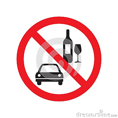 No drink and drive vector sign isolated on white background Vector Illustration