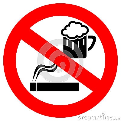 No drinking and smoking sign Vector Illustration