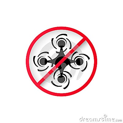 No drone zone icon in black. No quadcopter sign. Uav logo. Vector EPS 10. Isolated on white background Vector Illustration