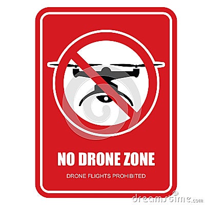 No drone zone restrictive sign - quadcopter Vector Illustration