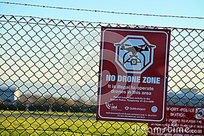 No Drone Zone Sign Editorial Stock Photo