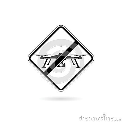 No drone zone sign. No drones icon Vector Illustration