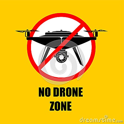 No drone zone sign. No drones icon vector Vector Illustration