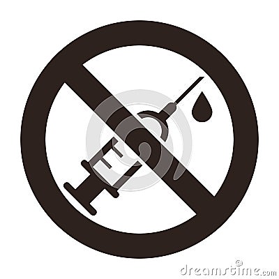 No drugs sign. No syringe sign Vector Illustration