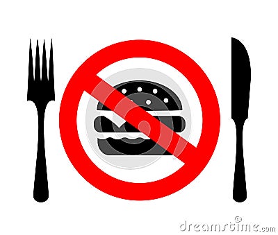 No eating sign, diet concept Vector Illustration