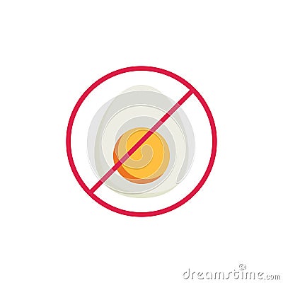 No egg, prohibition flat icon Vector Illustration