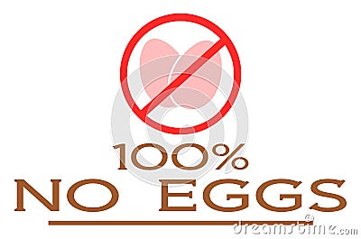 100% no eggs, nutrition, label, english, colors, isolated. Cartoon Illustration