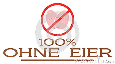100% no eggs, nutrition, label, german, colors, isolated. Cartoon Illustration