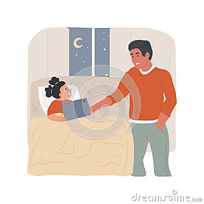 No electronic devices before bed isolated cartoon vector illustration. Vector Illustration