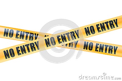 No Entry Caution Barrier Tapes, 3D rendering Stock Photo