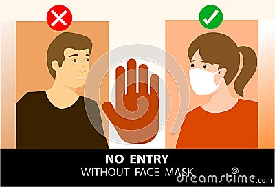No Entry Without Face Mask concept Vector Illustration