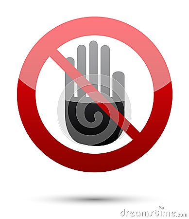 No entry hand sign on white Vector Illustration