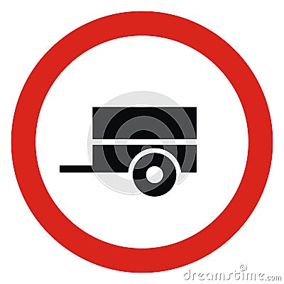 No entry of motor vehicles with a trailer, road sign, vector icon Vector Illustration