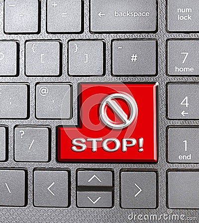 no entry stop prohibit sign icon computer communications typing keyboard keys Stock Photo