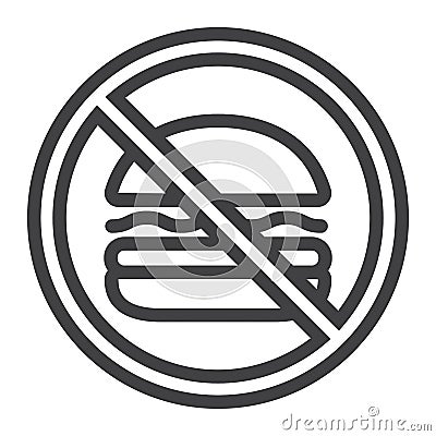 No fastfood line icon, fitness and sport Vector Illustration