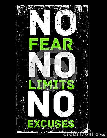 No fear no limits no excuces. Motivational quote typography banner design Stock Photo