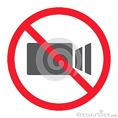 No filming glyph icon, prohibition and forbidden Vector Illustration