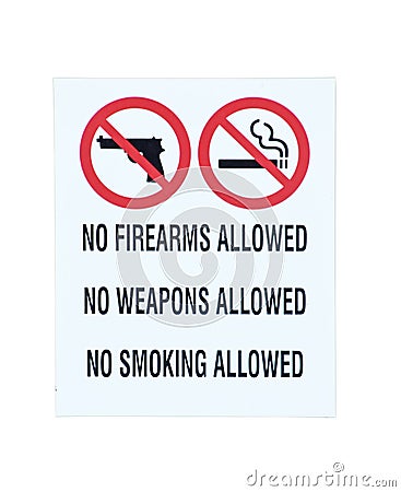 No Firearms Weapons Smoking Stock Photo