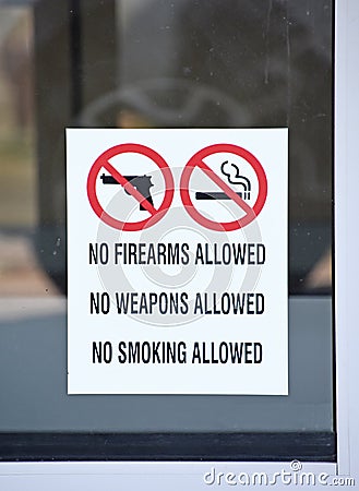 No Firearms Weapons Smoking Stock Photo