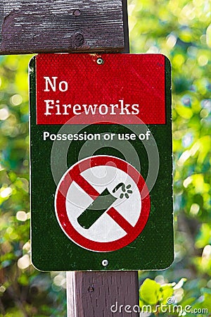 A No Firework Possession or Use Of sign Stock Photo