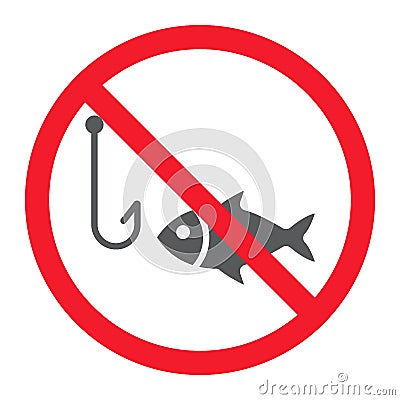 No fishing glyph icon, prohibition and forbidden Vector Illustration