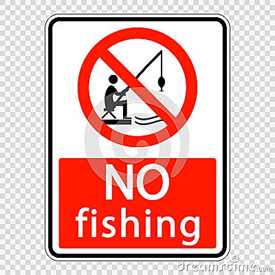 symbol no fishing sign label on transparent background Vector Illustration