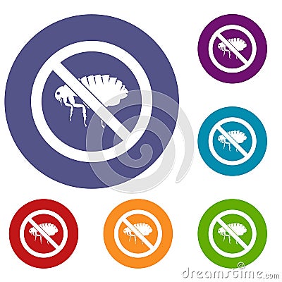 No flea sign icons set Vector Illustration