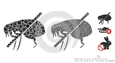 No fleas Mosaic Icon of Abrupt Parts Vector Illustration