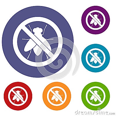 No fly sign icons set Vector Illustration