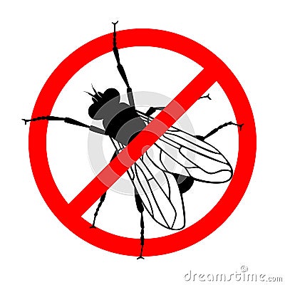 No flies. Prohibition sign Cartoon Illustration