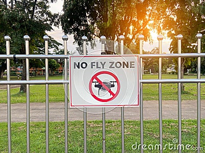 No fly zone sign. Drone flight not allowed. drone restricted area Stock Photo