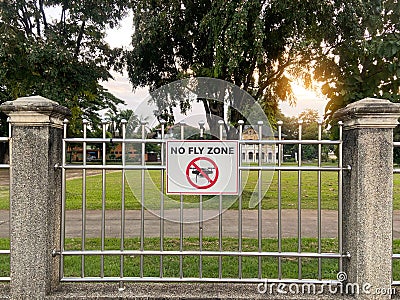 No fly zone sign. Drone flight not allowed. drone restricted area Stock Photo