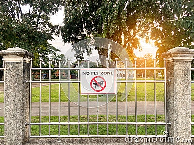 No fly zone sign. Drone flight not allowed. drone restricted area Stock Photo