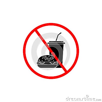 No Food Allowed Sign Icon Set. Eating prohibition vector symbol in a black filled and outlined style. Snack Ban Sign Vector Illustration