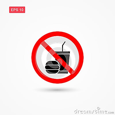 No food and drink or no eating sign 1 Vector Illustration