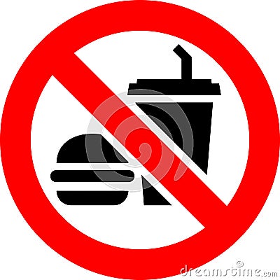 No food and drink forbidden sign, modern round sticker Vector Illustration