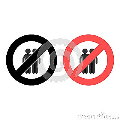 No friends icon. Simple glyph, flat vector of friendship ban, prohibition, embargo, interdict, forbiddance icons for ui and ux, Stock Photo