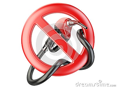 No Gasoline, nozzle fuel sign ban. No Gas station icon Stock Photo